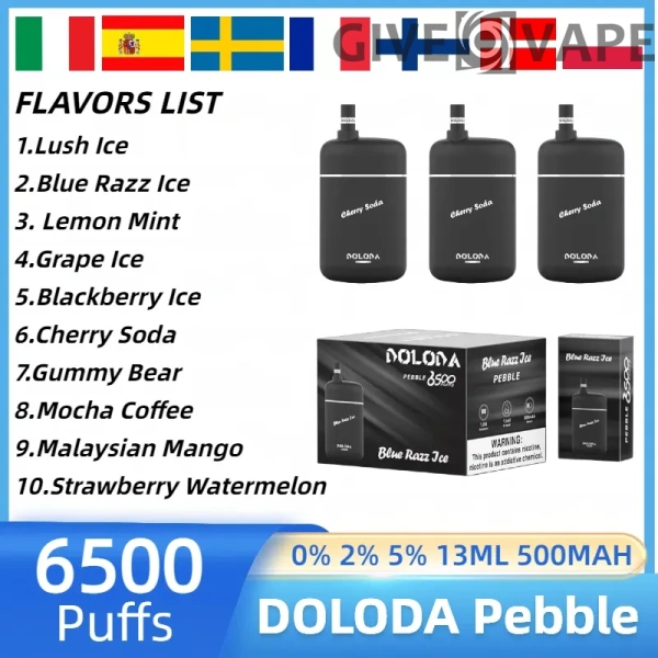 DOLODA Pebble 6500 Puffs 0% 2% 5% Nikotin wiederaufladbarer Einweg-Vape Großhandel – GiveVape – 2