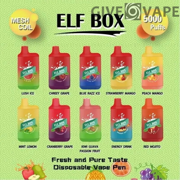 ELF BOX 5000 Puffs 0% 2% 3% 5% Nikotin Einweg-Vape Authentischer E-Zigarettenstift Großhandel - GiveVape - 1