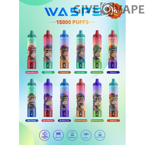 WASPE 15000 PUFFS 0% 2% 3% 5% Nikotin-Einweg-Vape-Großhandel - GiveVape - 1