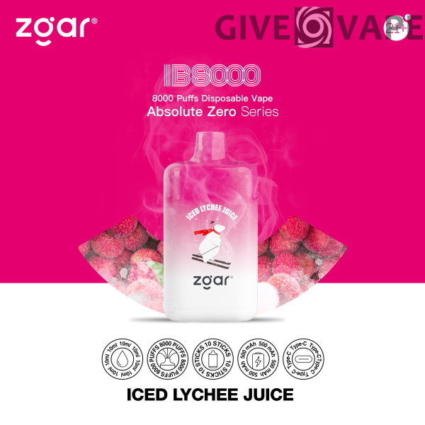 ZGAR ICE BOX 8000 Puffs 2% Nikotin wiederaufladbar Einweg-Vape Großhandel – GiveVape – 8