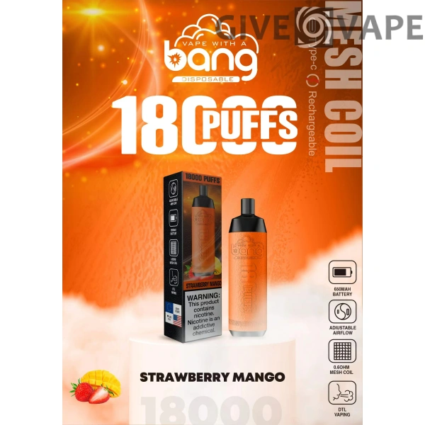 Bang Crown Bar 18000 Puffs 0% 2% 3% 5% Nikotinarm, wiederaufladbar, Einweg-Vapes, Pen, Großpackung, Großhandel kaufen – GiveVape – 8