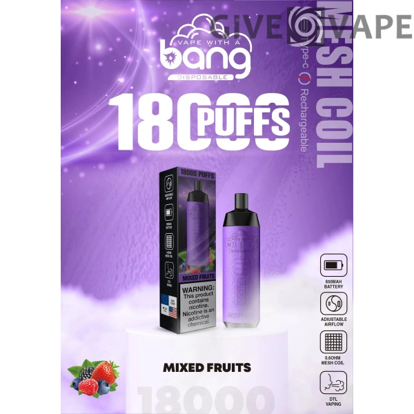 Bang Crown Bar 18000 Puffs 0% 2% 3% 5% Nikotinarm, wiederaufladbar, Einweg-Vapes, Pen, Großpackung, Großhandel kaufen – GiveVape – 15