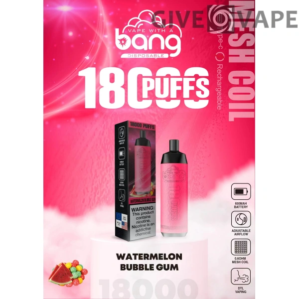Bang Crown Bar 18000 Puffs 0% 2% 3% 5% Nikotinarm, wiederaufladbar, Einweg-Vapes, Pen, Großpackung, Großhandel kaufen – GiveVape – 14