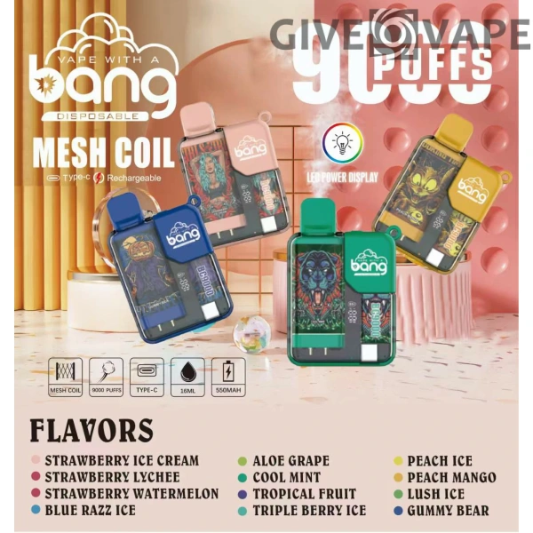 Bang BC 9000 Puffs 0% 2% 3% 5% Nikotinarm, wiederaufladbar, Einweg-Vapes, Pen, Großpackung, Großhandel kaufen – GiveVape – 1