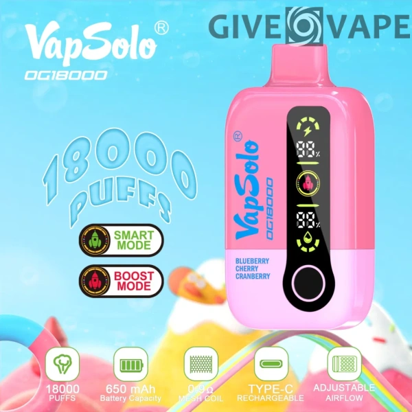 Vapsolo DG 18000 Puffs 2% 5% Nikotinarm, wiederaufladbar, Einweg-Vapes, Pen, Großpackung, Großhandel kaufen – GiveVape – 5