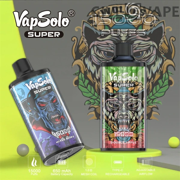 Vapsolo Super 15000 Puffs 2% 5% Nikotinarm Großpackung Kaufen Sie wiederaufladbare Einweg-Vapes-Stifte im Großhandel - GiveVape - 2
