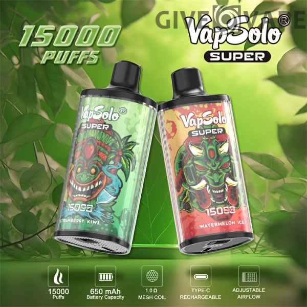 Vapsolo Super 15000 Puffs 2% 5% Nikotinarm Großpackung Kaufen Sie wiederaufladbare Einweg-Vapes-Stifte im Großhandel - GiveVape - 1