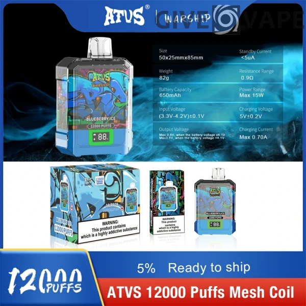 Atvs Warship 12000 Puffs 5% Nikotinarm, wiederaufladbar, Einweg-Vapes, Pen, Großpackung, Großhandel kaufen – GiveVape – 2