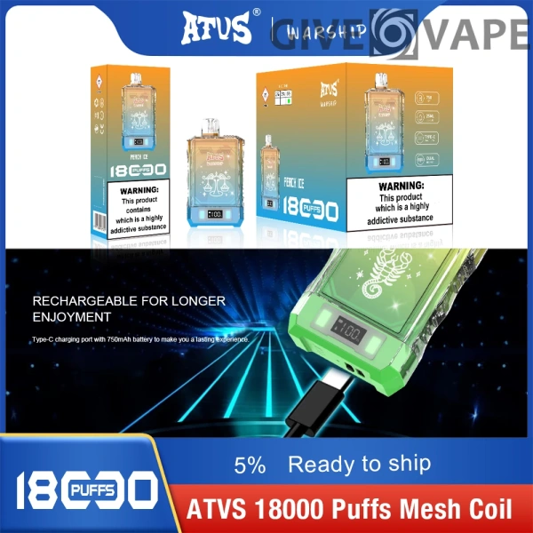 Atvs Warship 18000 Puffs 5% Nikotinarm, wiederaufladbar, Einweg-Vapes, Pen, Großpackung, Großhandel kaufen – GiveVape – 6