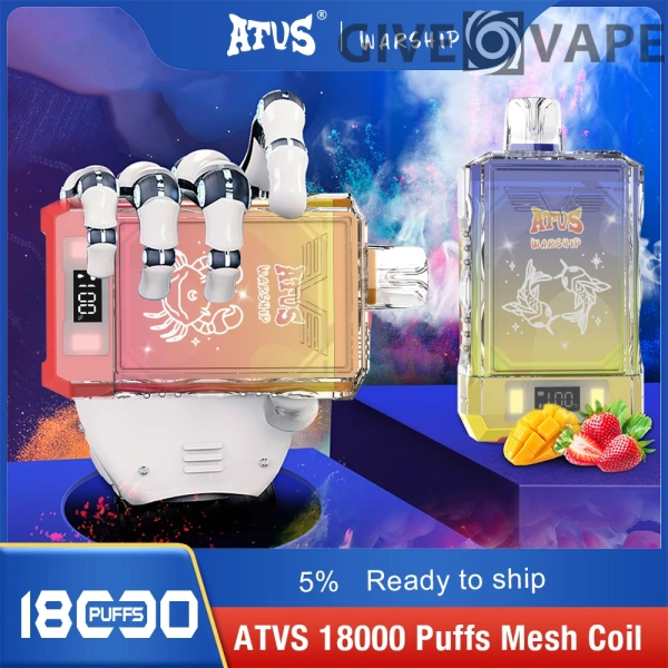 Atvs Warship 18000 Puffs 5% Nikotinarm, wiederaufladbar, Einweg-Vapes, Pen, Großpackung, Großhandel kaufen – GiveVape – 10