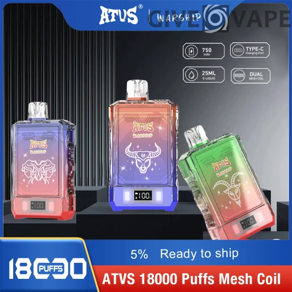 Atvs Warship 18000 Puffs 5% Nikotinarm, wiederaufladbar, Einweg-Vapes, Pen, Großpackung, Großhandel kaufen – GiveVape – 9