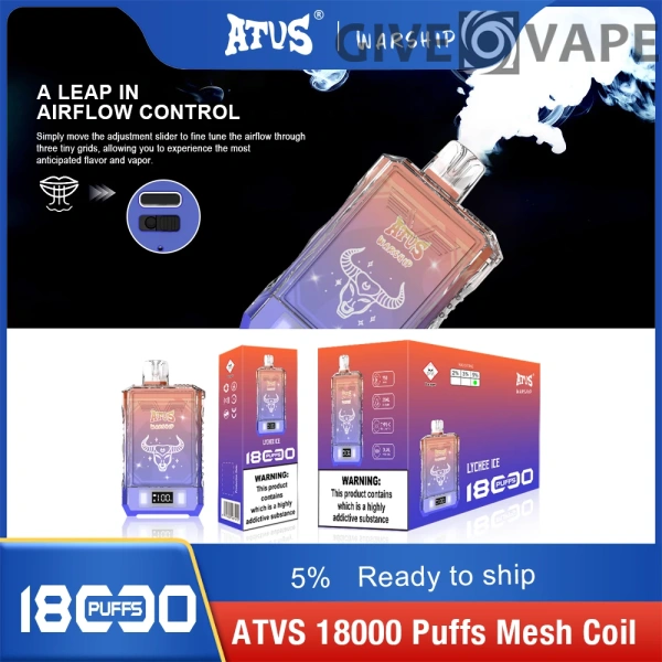 Atvs Warship 18000 Puffs 5% Nikotinarm, wiederaufladbar, Einweg-Vapes, Pen, Großpackung, Großhandel kaufen – GiveVape – 8