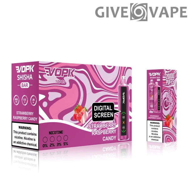 VOPK Shisha Bar 20000 Puffs 0% 2% 3% 5% Nízkonikotinové dobíjecí jednorázové vapes Pen Hromadně Koupit velkoobchod – GiveVape – 10