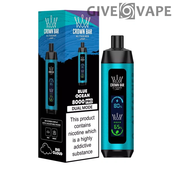 Al Fakher Crown Bar Big Cloud 8000 Pro Dual Mode Vollbild Nikotinarm, wiederaufladbar, Einweg-Vapes, Pen, Großkauf, Großhandel – Europäischer Lagerbestand – GiveVape – 12