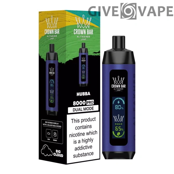 Al Fakher Crown Bar Big Cloud 8000 Pro Dual Mode Vollbild Nikotinarm, wiederaufladbar, Einweg-Vapes, Pen, Großkauf, Großhandel – Europäischer Lagerbestand – GiveVape – 8