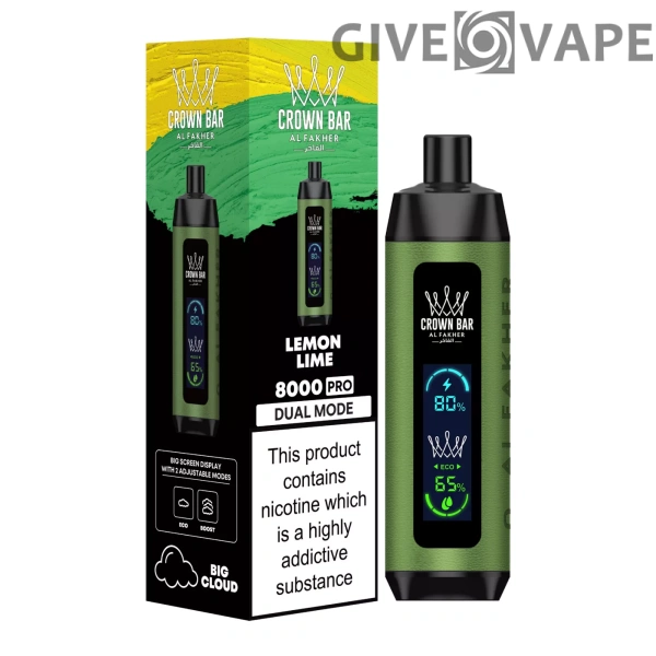 Al Fakher Crown Bar Big Cloud 8000 Pro Dual Mode Vollbild Nikotinarm, wiederaufladbar, Einweg-Vapes, Pen, Großkauf, Großhandel – Europäischer Lagerbestand – GiveVape – 7