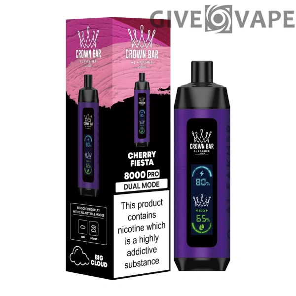 Al Fakher Crown Bar Big Cloud 8000 Pro Dual Mode Vollbild Nikotinarm, wiederaufladbar, Einweg-Vapes, Pen, Großkauf, Großhandel – Europäischer Lagerbestand – GiveVape – 19