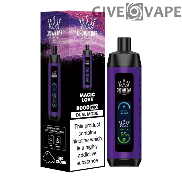 Al Fakher Crown Bar Big Cloud 8000 Pro Dual Mode Vollbild Nikotinarm, wiederaufladbar, Einweg-Vapes, Pen, Großkauf, Großhandel – Europäischer Lagerbestand – GiveVape – 3