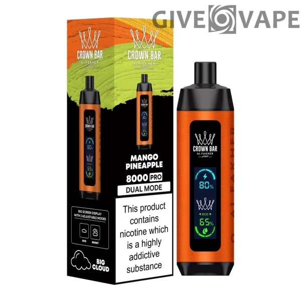 Al Fakher Crown Bar Big Cloud 8000 Pro Dual Mode Vollbild Nikotinarm, wiederaufladbar, Einweg-Vapes, Pen, Großkauf, Großhandel – Europäischer Lagerbestand – GiveVape – 2