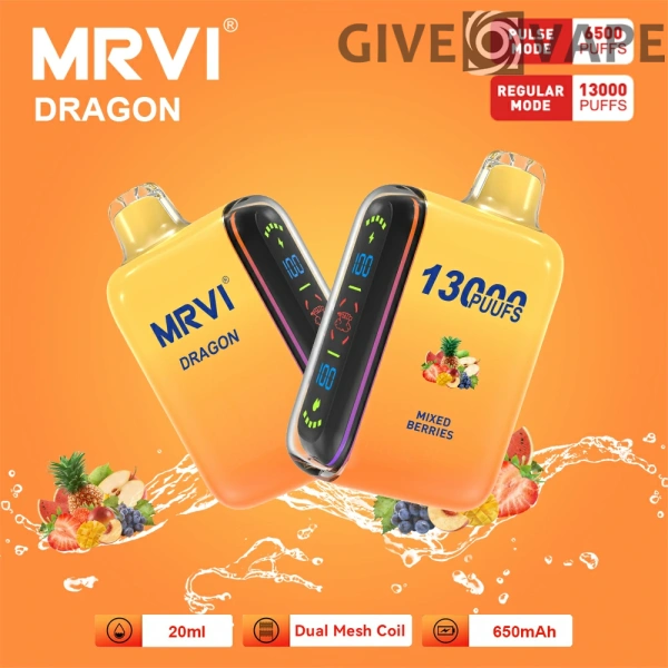 MRVI Dragon 13000 Puffs Dual Mesh Digital Screen 2% 5% Nikotinarm, wiederaufladbar, Einweg-Vapes, Pen, Großpackung, Großhandel kaufen – GiveVape – 10