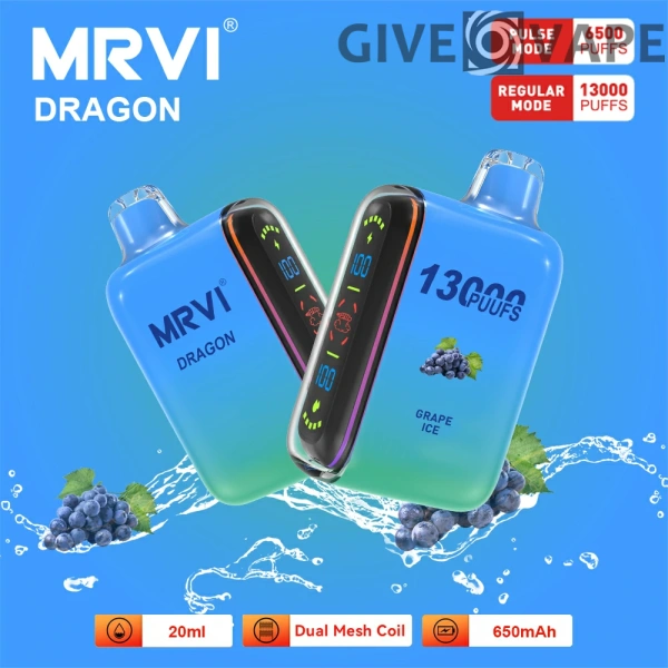 MRVI Dragon 13000 Puffs Dual Mesh Digital Screen 2% 5% Nikotinarm, wiederaufladbar, Einweg-Vapes, Pen, Großpackung, Großhandel kaufen – GiveVape – 9