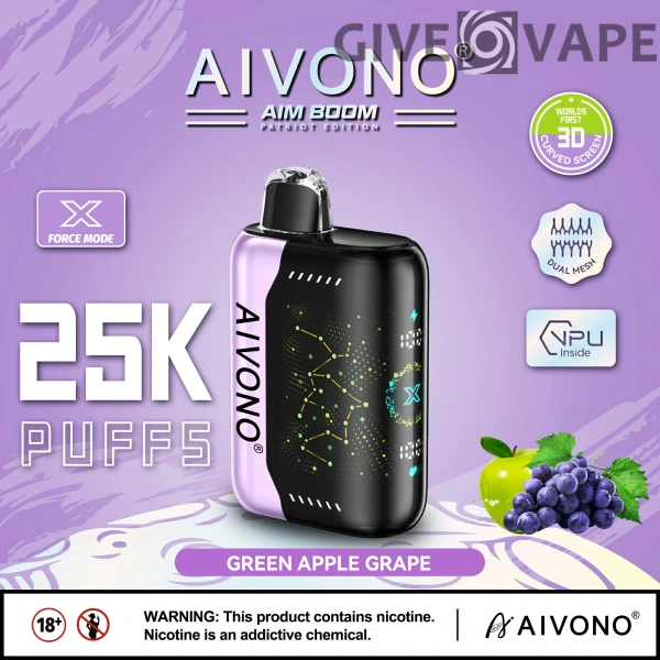 AIVONO AIM BOOM 25000 Puffs Dual Mesh Digital Screen 0% 2% 3% 5% Nikotinarm, wiederaufladbar, Einweg-Vapes, Pen, Großpackung, Großhandel kaufen – GiveVape – 1
