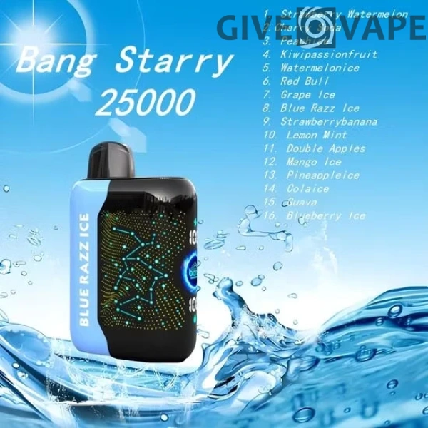 Bang Starry 25000 Puffs 3D-gebogener Bildschirm 0% 2% 3% 5% Nikotinarm, wiederaufladbar, Einweg-Vapes, Pen, Großpackung, Großhandel kaufen – GiveVape – 1