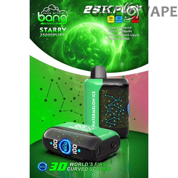 Bang Starry 25000 Puffs 3D-gebogener Bildschirm 0% 2% 3% 5% Wiederaufladbarer Einweg-Vape-Stift mit niedrigem Nikotingehalt, Großverkauf – GiveVape – 4