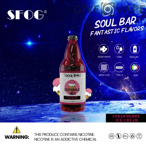 SFOG SOUL BAR 15000 Puffs RGB 5% Nikotinarm, wiederaufladbar, Einweg-Vapes, Pen, Großpackung, Großhandel kaufen – GiveVape – 2