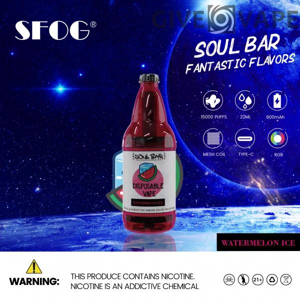 SFOG SOUL BAR 15000 Puffs RGB 5% Nikotinarm, wiederaufladbar, Einweg-Vapes, Pen, Großpackung, Großhandel kaufen – GiveVape – 15