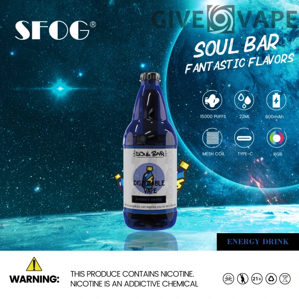 SFOG SOUL BAR 15000 Puffs RGB 5% Nikotinarm, wiederaufladbar, Einweg-Vapes, Pen, Großpackung, Großhandel kaufen – GiveVape – 5