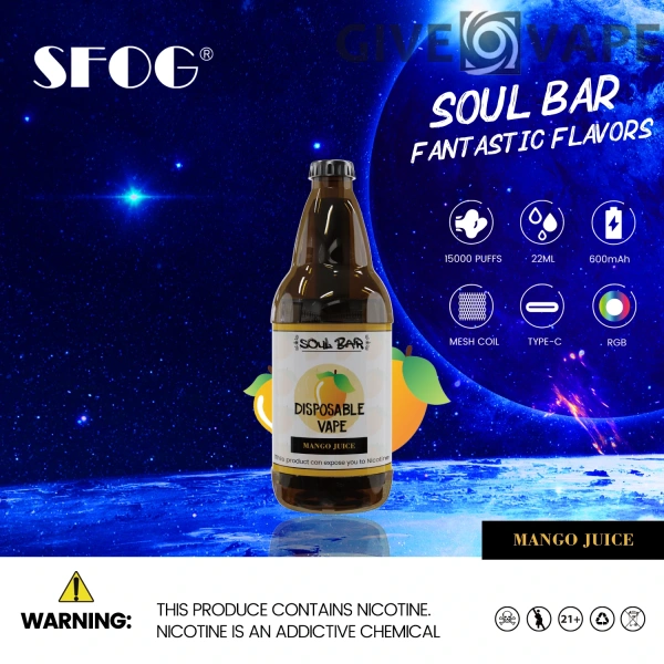 SFOG SOUL BAR 15000 Puffs RGB 5% Nikotinarm, wiederaufladbar, Einweg-Vapes, Pen, Großpackung, Großhandel kaufen – GiveVape – 10
